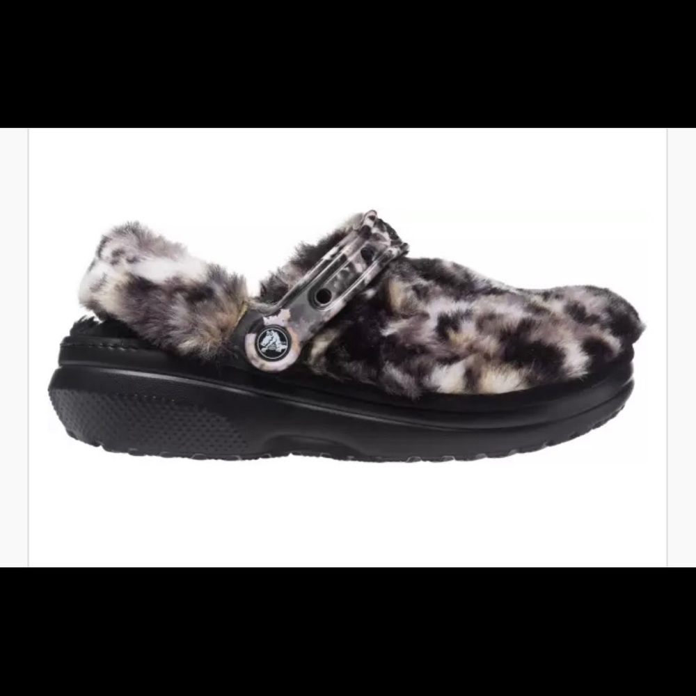 Crocs fur-sure leopard print NWT W9